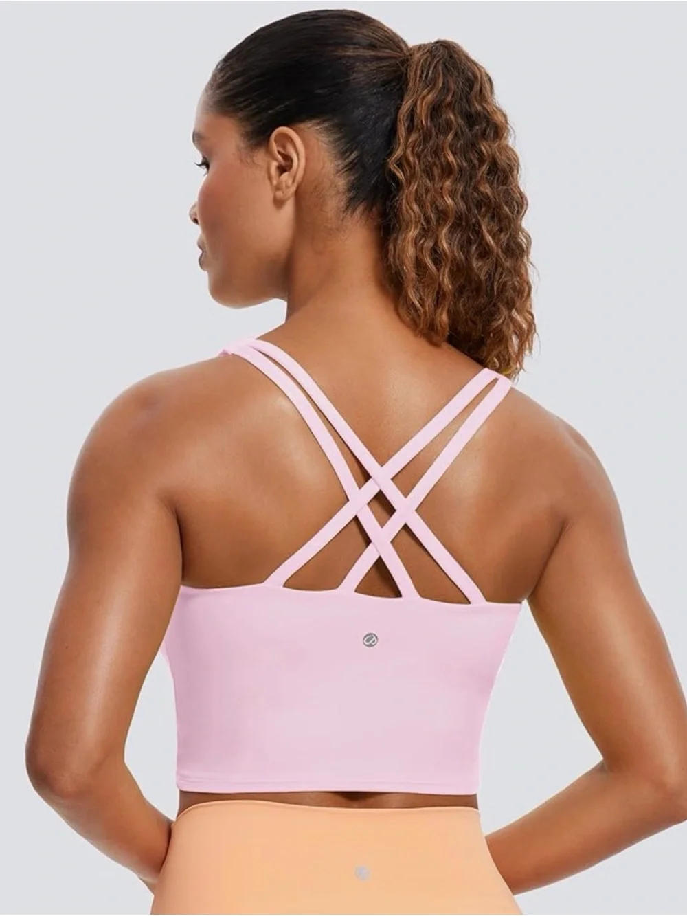 CRZ YOGA Pink Peony Scoop Neck Strappy Sports Tank